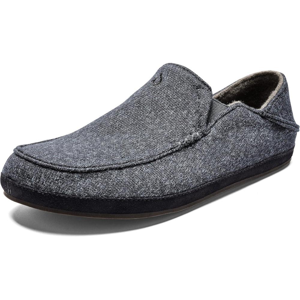 imageOLUKAI Moloa Hulu Mens WoolBlend Slippers Soft ampamp Heathered Knit Slip On Shoes Suede Leather Foxing DropIn Heel DesignDk ShadowDk Shadow