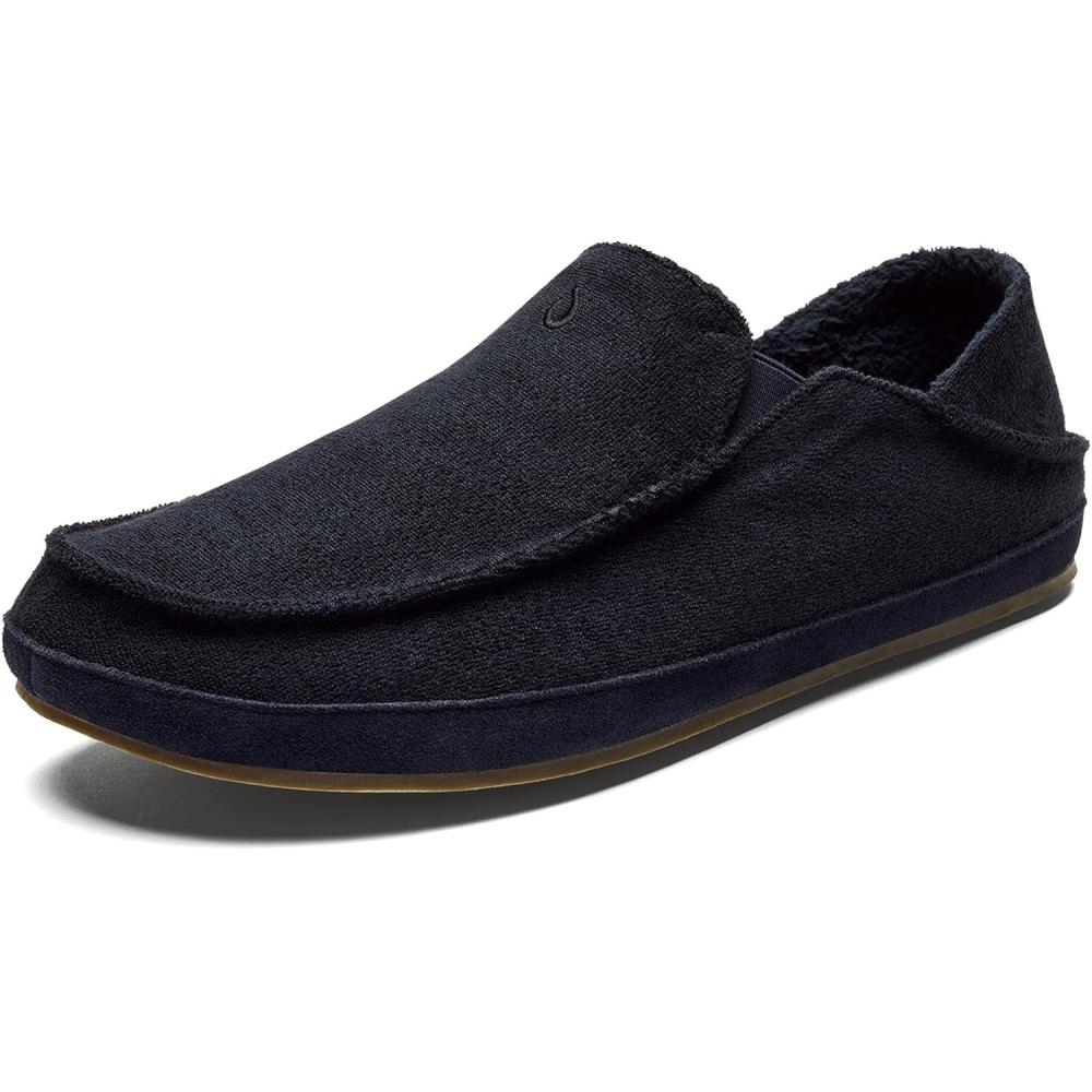imageOLUKAI Moloa Hulu Mens WoolBlend Slippers Soft ampamp Heathered Knit Slip On Shoes Suede Leather Foxing DropIn Heel DesignLava RockLava Rock