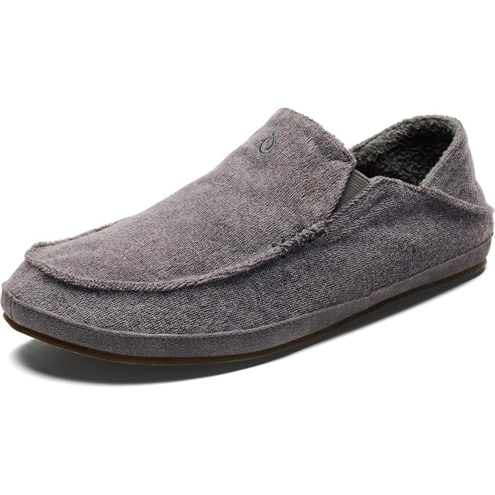 imageOLUKAI Moloa Hulu Mens WoolBlend Slippers Soft ampamp Heathered Knit Slip On Shoes Suede Leather Foxing DropIn Heel DesignRockRock