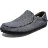 OLUKAI Moloa Hulu Men’s Wool-Blend Slippers, Soft & Heathered Knit Slip On Shoes, Suede Leather Foxing, Drop-In Heel Design(Dk Shadow/Dk Shadow)