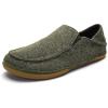 OLUKAI Moloa Hulu Men’s Wool-Blend Slippers, Soft & Heathered Knit Slip On Shoes, Suede Leather Foxing, Drop-In Heel Design(Dusty Olive/Dusty Olive)