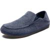 OLUKAI Moloa Hulu Men’s Wool-Blend Slippers, Soft & Heathered Knit Slip On Shoes, Suede Leather Foxing, Drop-In Heel Design(Mood Indigo/Mood Indigo)