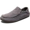 OLUKAI Moloa Hulu Men’s Wool-Blend Slippers, Soft & Heathered Knit Slip On Shoes, Suede Leather Foxing, Drop-In Heel Design(Rock/Rock)