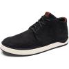OLUKAI Papaku ‘Ili Men’s Boots, Durable Waterproof Leather, Cozy Quilted Lining, All-Day Underfoot Cushion, Comfort & Wet Grip Rubber Soles(Black/Black)