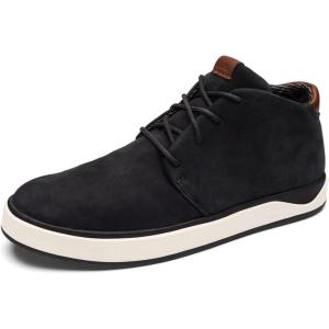 OLUKAI Papaku ‘Ili Men’s Boots, Durable Waterproof Leather, Cozy Quilted Lining, All-Day Underfoot Cushion, Comfort & Wet Grip Rubber Soles(Black/Black)