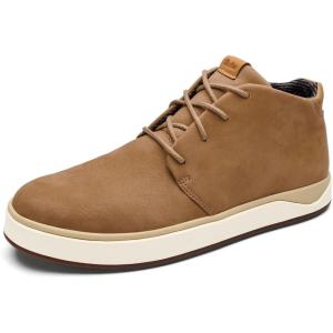 OLUKAI Papaku ‘Ili Men’s Boots, Durable Waterproof Leather, Cozy Quilted Lining, All-Day Underfoot Cushion, Comfort & Wet Grip Rubber Soles(Tan/Tan)