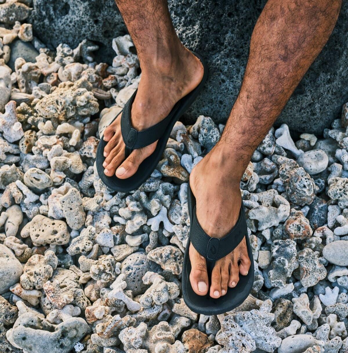 imageOLUKAI Ohana Mens Beach Sandals Water Resistant Flip Flops Arch Support ampamp Comfort Fit Lightweight ampamp Durable Enhanced Grip ampamp Traction BlackBlack 11
