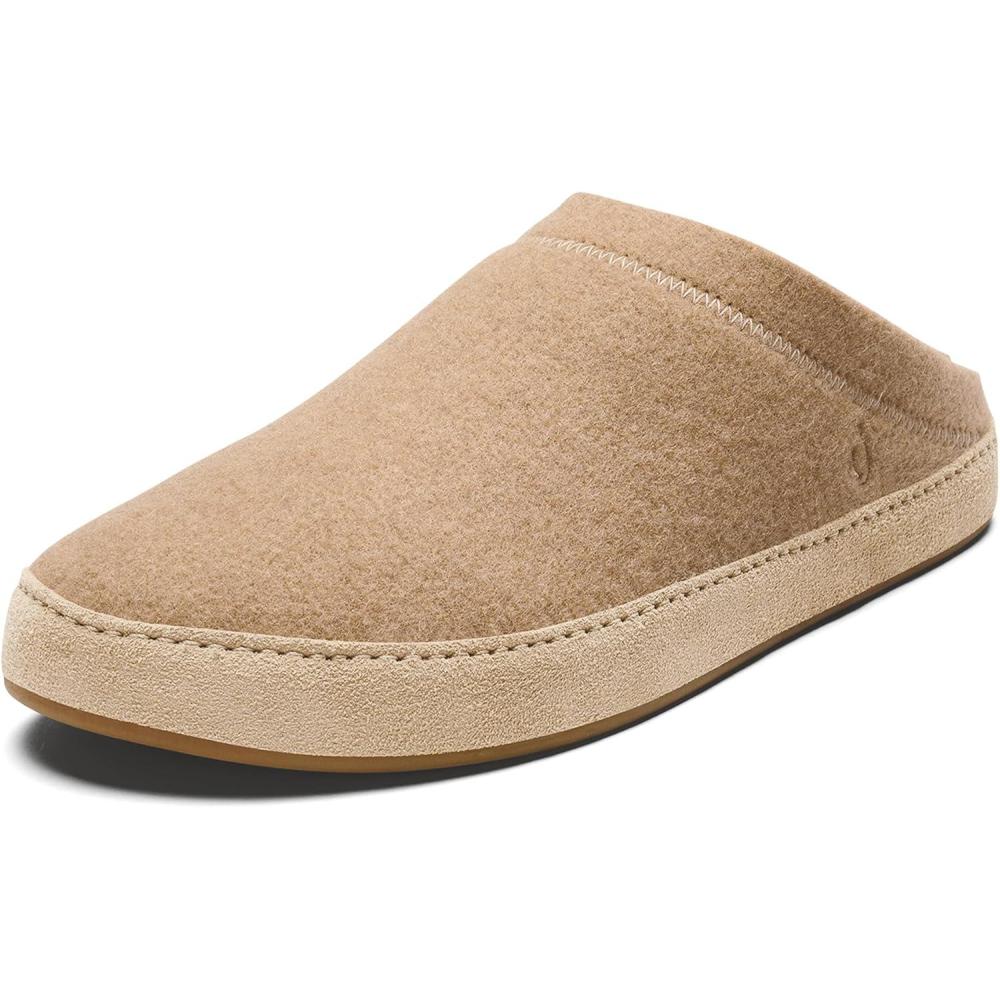 imageOLUKAI Hamani Hulu Mens Wool Mule Slippers Soft ampamp Comfortable Slippers with Premium Materials Sheepskin Shearling ampamp Italian Felt AllDay WearOatmealOatmeal