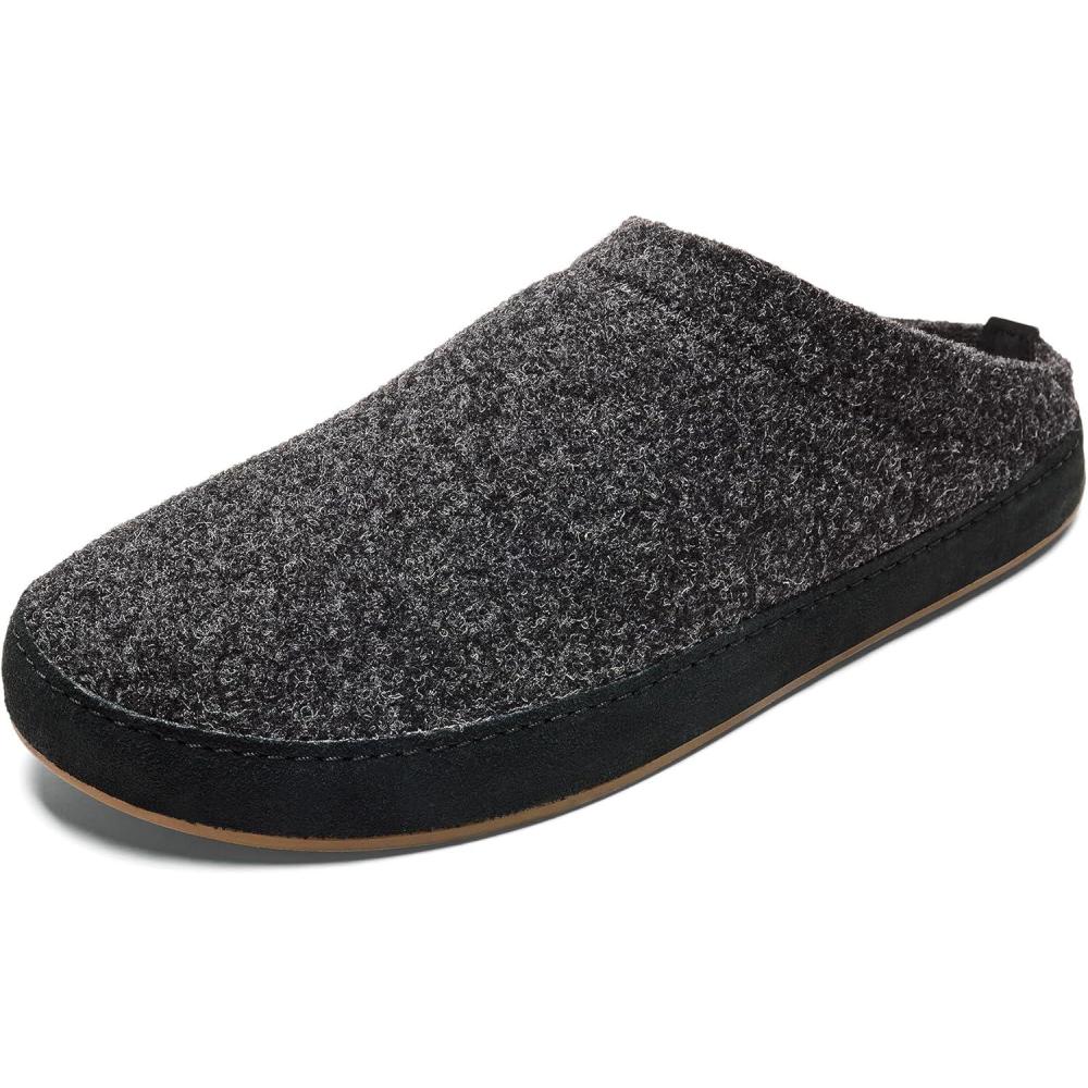 imageOLUKAI Hamani Hulu Mens Wool Mule Slippers Soft ampamp Comfortable Slippers with Premium Materials Sheepskin Shearling ampamp Italian Felt AllDay WearDk ShadowDk Shadow