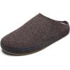 OLUKAI Hamani Hulu Men’s Wool Mule Slippers, Soft & Comfortable Slippers with Premium Materials, Sheepskin Shearling & Italian Felt, All-Day Wear(Dark Java/Dark Java)