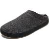 OLUKAI Hamani Hulu Men’s Wool Mule Slippers, Soft & Comfortable Slippers with Premium Materials, Sheepskin Shearling & Italian Felt, All-Day Wear(Dk Shadow/Dk Shadow)