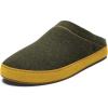OLUKAI Hamani Hulu Men’s Wool Mule Slippers, Soft & Comfortable Slippers with Premium Materials, Sheepskin Shearling & Italian Felt, All-Day Wear(Dusty Olive/Mustard)