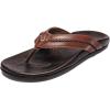 OLUKAI Mea Ola Men’s Leather Beach Sandals, Soft & Durable Flip Flops, Arch Support & Comfort Fit, Enhanced Grip & Traction(Tan/Dark Java)