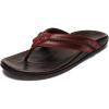 OLUKAI Mea Ola Men’s Leather Beach Sandals, Soft & Durable Flip Flops, Arch Support & Comfort Fit, Enhanced Grip & Traction(Terra/Dk Wood)