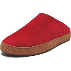 OLUKAI Hamani Hulu Men’s Wool Mule Slippers, Soft & Comfortable Slippers with Premium Materials, Sheepskin Shearling & Italian Felt, All-Day Wear(Scarlet/Fox)