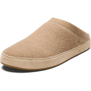 OLUKAI Hamani Hulu Men’s Wool Mule Slippers, Soft & Comfortable Slippers with Premium Materials, Sheepskin Shearling & Italian Felt, All-Day Wear(Oatmeal/Oatmeal)
