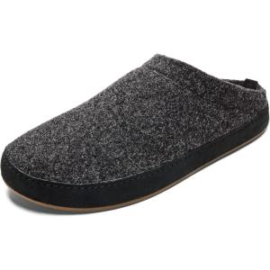 OLUKAI Hamani Hulu Men’s Wool Mule Slippers, Soft & Comfortable Slippers with Premium Materials, Sheepskin Shearling & Italian Felt, All-Day Wear(Dk Shadow/Dk Shadow)