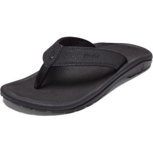 OLUKAI Ohana Men’s Beach Sandals, Water Resistant Flip Flops, Arch Support & Comfort Fit, Lightweight & Durable, Enhanced Grip & Traction, Black/Black, 11