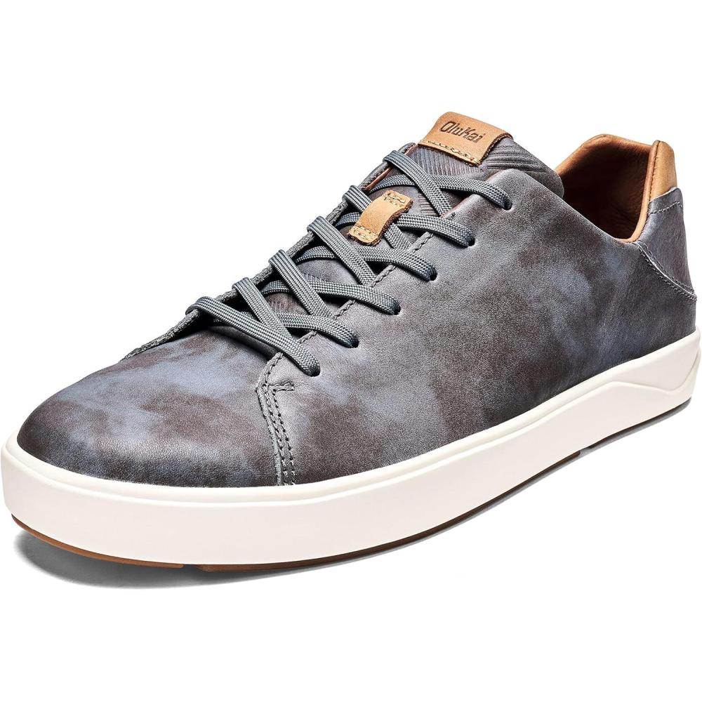imageOLUKAI Laeahi Li Ili Mens Waterproof Leather Sneaker Versatile ampamp Casual Everyday Shoe AllDay Comfort ampamp Support Enhanced Grip ampamp TractionCharcoalCharcoal