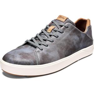 OLUKAI Lae’ahi Li ‘Ili Men’s Waterproof Leather Sneaker, Versatile & Casual Everyday Shoe, All-Day Comfort & Support, Enhanced Grip & Traction(Charcoal/Charcoal)