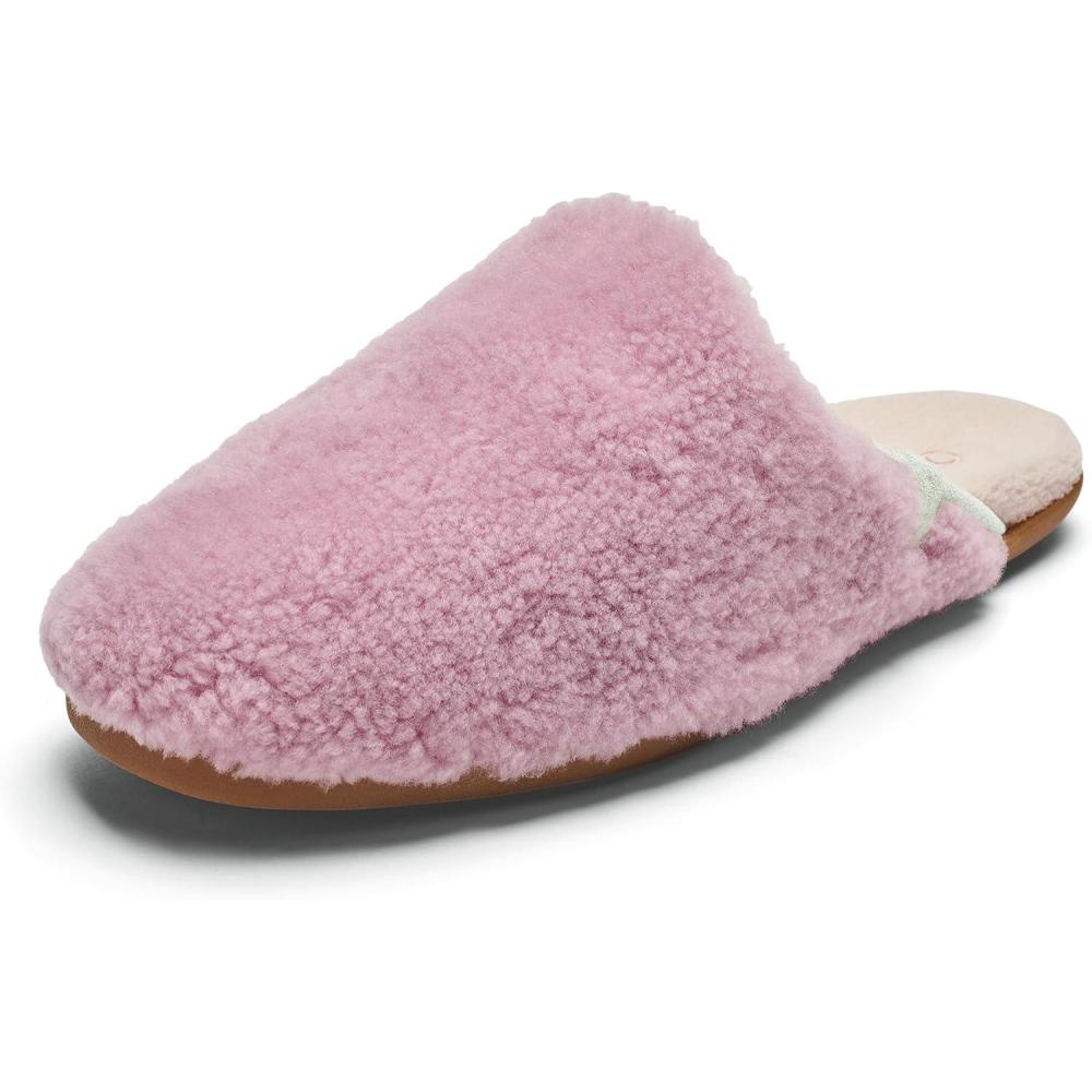 imageOLUKAI Hale Mule Womens Slipper Womens SlipOn Shoes Genuine Shearling with Fleece Lining Wet Grip Soles for Inside ampamp Outside Wear Cute ampamp UltraSoft Comfort FitDusty PinkTapa
