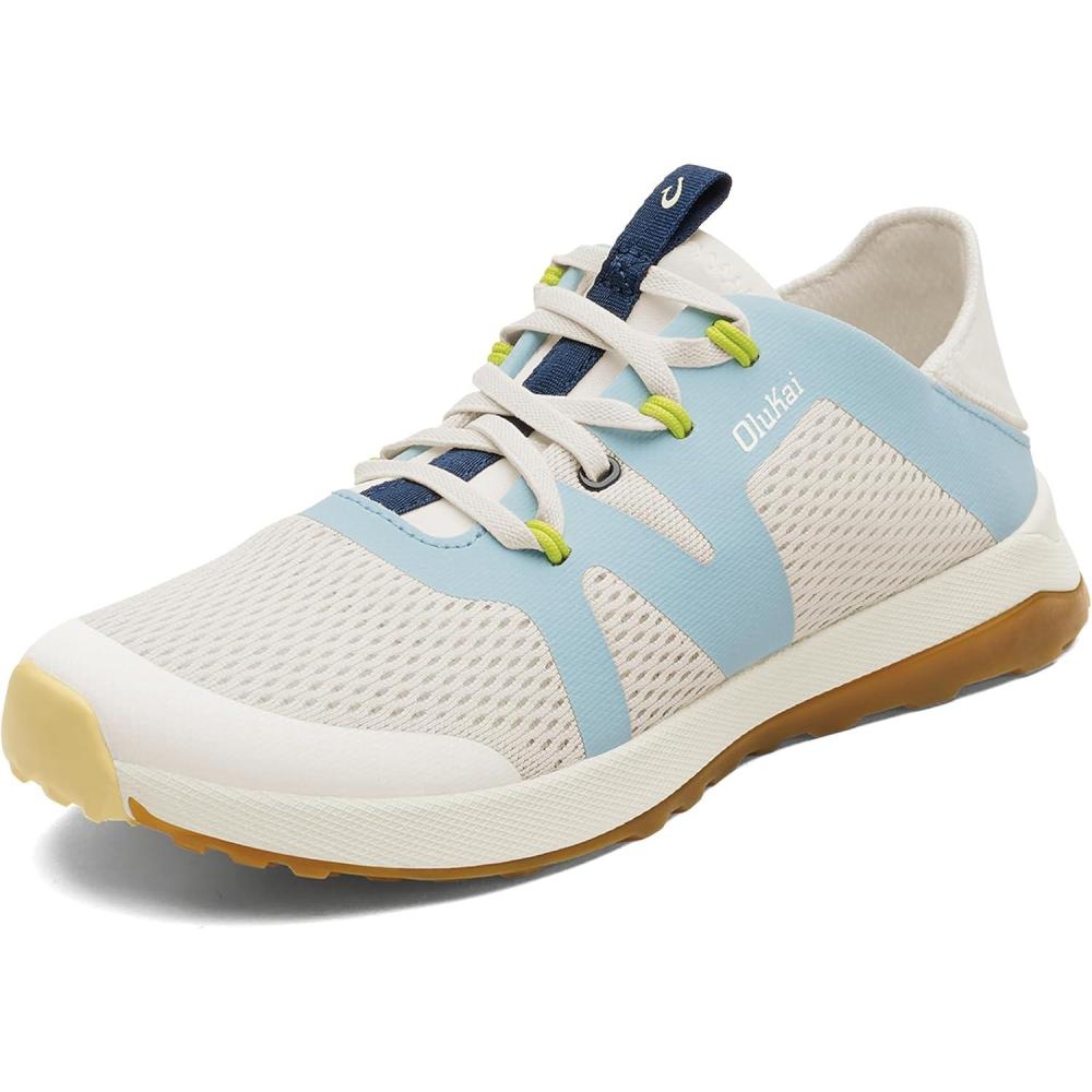 imageOLUKAI Huia Womens Athletic Sneakers Lightweight ampamp Breathable Mesh Comfort Fit ampamp Wet Grip Rubber Soles Durable ampamp SupportiveWhite SandMisty Blue
