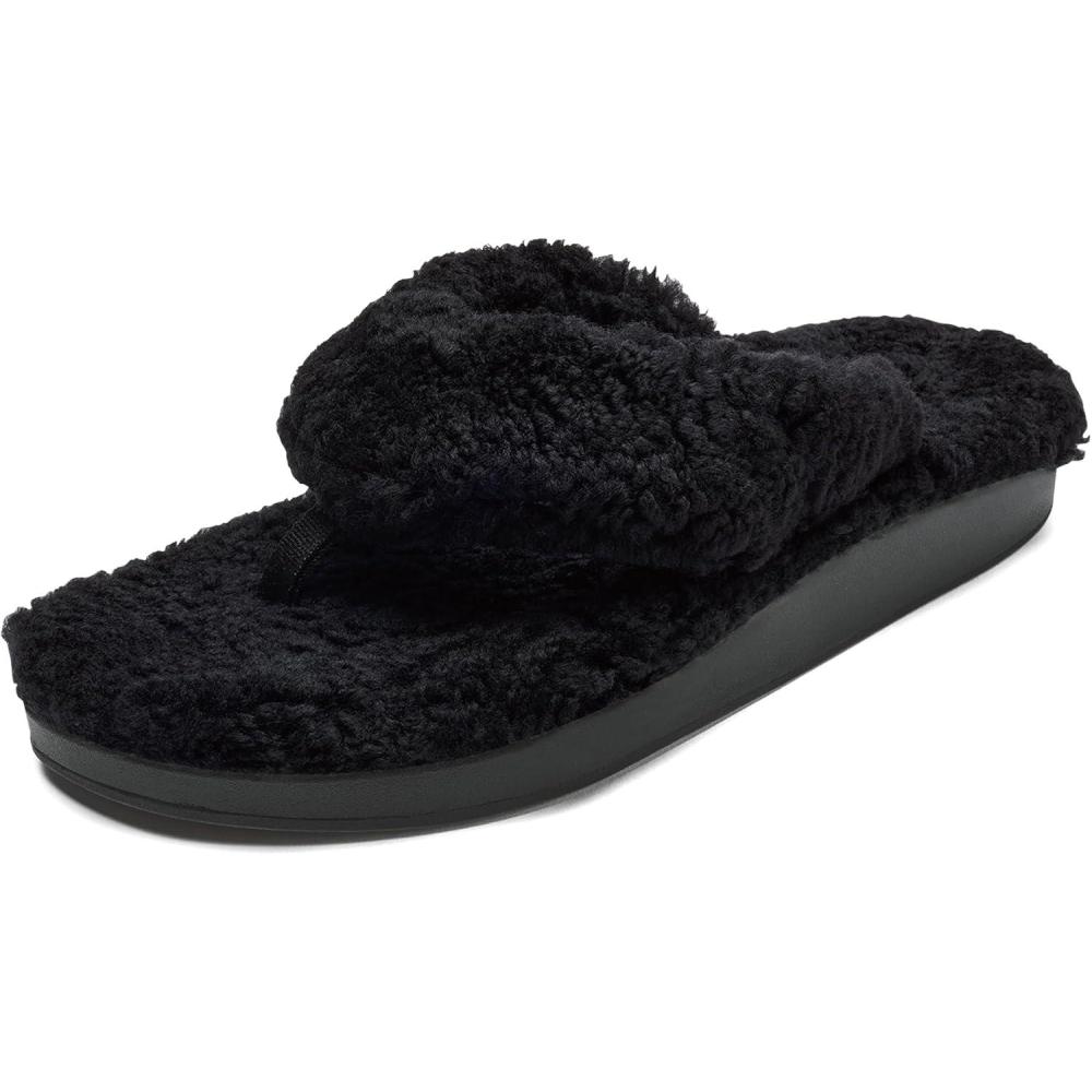 imageOLUKAI Kipea Heu Womens Sandal Slippers Soft ampamp Comfortable ShearlingWrapped Straps Durable Rubber Outsoles for AllDay Wear Causal ampamp Cute Everyday StyleBlack