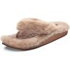 OLUKAI Kipe’a Heu Women’s Sandal Slippers, Soft & Comfortable Shearling-Wrapped Straps, Durable Rubber Outsoles for All-Day Wear, Causal & Cute Everyday Style(Tan/Tan)