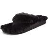 OLUKAI Kipe’a Heu Women’s Sandal Slippers, Soft & Comfortable Shearling-Wrapped Straps, Durable Rubber Outsoles for All-Day Wear, Causal & Cute Everyday Style(Black/Black)