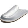 OLUKAI Konea Women’s Shearling Leather Slipper, Comfortable & Soft Mule, Versatile House Shoe for Lounge Wear & Everyday(Silver/Silver)