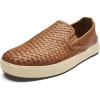 OLUKAI Lae’ahi Lauhala Men’s Woven Leather Shoes, Versatile Everyday Leather Sneakers, Easy Slip On Design, All-Day Wear & Comfort(Fox/Fox)
