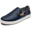 OLUKAI Lae’ahi Lauhala Men’s Woven Leather Shoes, Versatile Everyday Leather Sneakers, Easy Slip On Design, All-Day Wear & Comfort(Trench Blue/Trench Blue)
