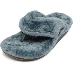 OLUKAI Kipe’a Heu Women’s Sandal Slippers, Soft & Comfortable Shearling-Wrapped Straps, Durable Rubber Outsoles for All-Day Wear, Causal & Cute Everyday Style(Storm/Storm)