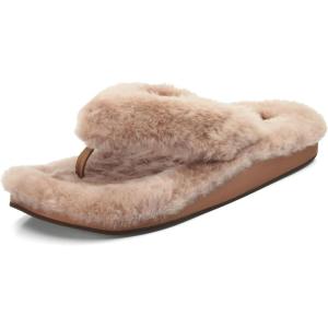 OLUKAI Kipe’a Heu Women’s Sandal Slippers, Soft & Comfortable Shearling-Wrapped Straps, Durable Rubber Outsoles for All-Day Wear, Causal & Cute Everyday Style(Tan/Tan)