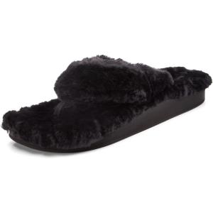 OLUKAI Kipe’a Heu Women’s Sandal Slippers, Soft & Comfortable Shearling-Wrapped Straps, Durable Rubber Outsoles for All-Day Wear, Causal & Cute Everyday Style(Black/Black)