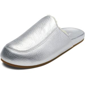 OLUKAI Konea Women’s Shearling Leather Slipper, Comfortable & Soft Mule, Versatile House Shoe for Lounge Wear & Everyday(Silver/Silver)
