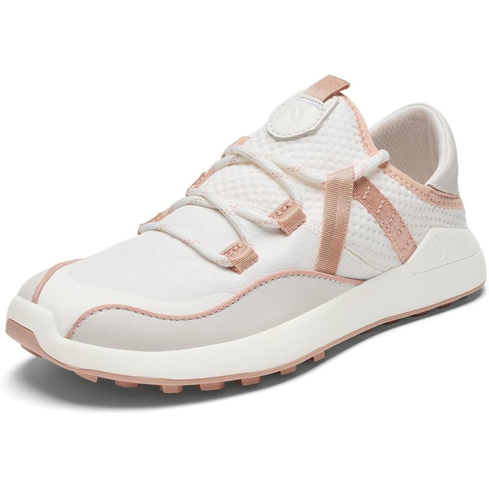 imageOLUKAI Kawela Womens Golf Shoes Spikeless Golf Shoes Water ampamp Stain Resistant Leather Details ampamp Easy Slip On AllDay Comfort ampamp LightweightBright WhiteSoft Pink