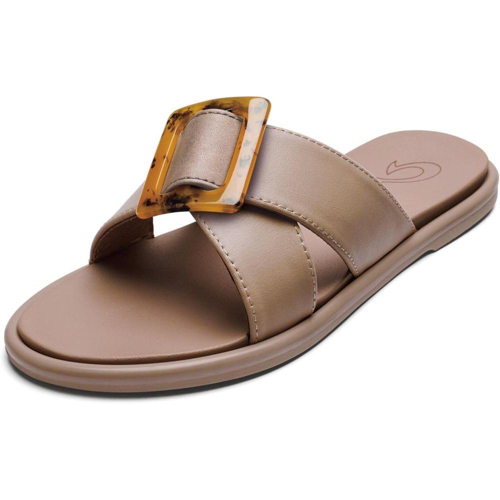 imageOLUKAI Lai Womens Slide Sandals Everyday Shoe ampamp WaterFriendly AllDay Comfort Stylish ampamp DurableTaupeTaupe