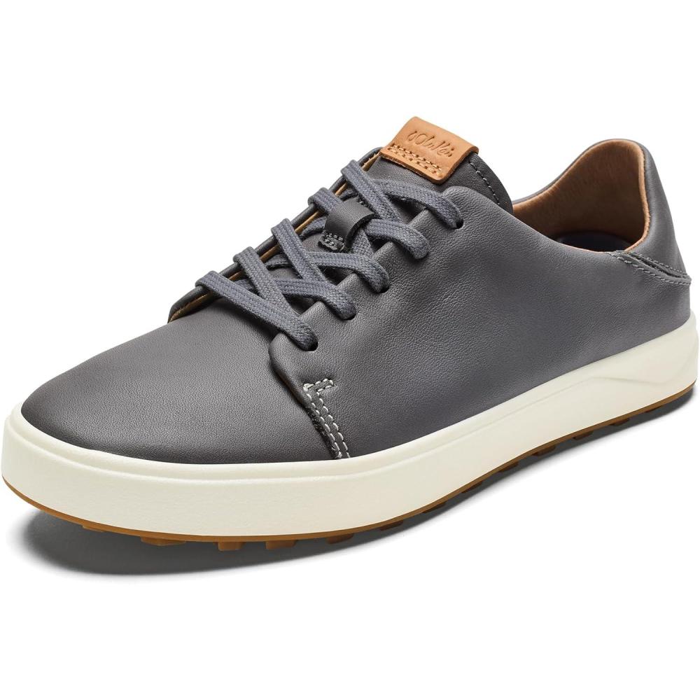 imageOLUKAI Wailea Womens Golf Shoes Spikeless Golf Shoes Supple FullGrain Leather ampamp Contoured Footbed Waterproof ampamp StainResistantStoneStone