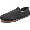 OLUKAI Kalawa Men’s Slip-On Shoes, Soft & Comfortable Wool Blend Slippers, Warm & Breathable Fleece Lining, All-Day Comfort & Wear(Dk Shadow/Dk Shadow)