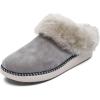 OLUKAI Ku’i Women’s Slipper, Soft Full-Grain Leather & Wool Blend Footbed, Wet Grip Soles for Inside & Outside Wear, Cute & Comfortable Slip-On(Fog/Mist Grey)