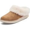 OLUKAI Ku’i Women’s Slipper, Soft Full-Grain Leather & Wool Blend Footbed, Wet Grip Soles for Inside & Outside Wear, Cute & Comfortable Slip-On(Tan/Bone)