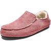 OLUKAI Nohea Slipper, Women’s Slip-On Shoes, Genuine Shearling & Premium Nubuck Leather, Drop-In Heel Design, Cozy & Ultra-Soft Comfort Fit(Cedarwood/Cedarwood)