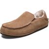 OLUKAI Nohea Slipper, Women’s Slip-On Shoes, Genuine Shearling & Premium Nubuck Leather, Drop-In Heel Design, Cozy & Ultra-Soft Comfort Fit(Tan/Tan)
