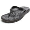 OLUKAI Paniolo Women’s Premium Leather Sandals, Versatile & Unique Flip-Flop Slides, All-Day Comfort & Style(Onyx/Onyx)