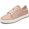 OLUKAI Wailea Women’s Golf Shoes, Spikeless Golf Shoes, Supple Full-Grain Leather & Contoured Footbed, Waterproof & Stain-Resistant(Soft Pink/Bright White)