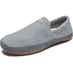 OLUKAI Kalawa Men’s Slip-On Shoes, Soft & Comfortable Wool Blend Slippers, Warm & Breathable Fleece Lining, All-Day Comfort & Wear(Ash/Ash)