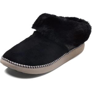 OLUKAI Ku’i Women’s Slipper, Soft Full-Grain Leather & Wool Blend Footbed, Wet Grip Soles for Inside & Outside Wear, Cute & Comfortable Slip-On(Black/Fog)