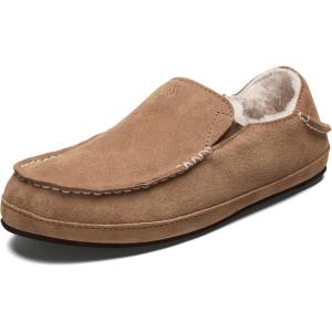 OLUKAI Nohea Slipper, Women’s Slip-On Shoes, Genuine Shearling & Premium Nubuck Leather, Drop-In Heel Design, Cozy & Ultra-Soft Comfort Fit(Tan/Tan)