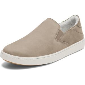 OLUKAI Pehuea Cozy Women’s Leather Slip-On Shoes, Easy On & Off Design, Soft & Premium Materials, All-Day Comfort & Support(Taupe Grey/Taupe Grey)